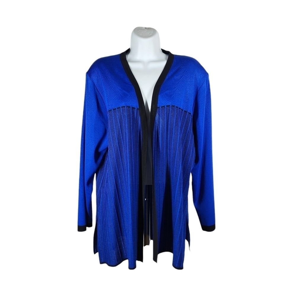 Misook Open Front Solid Striped Cardigan - image 1